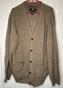 Duluth Trading Co Mens Cardigan Sweater L TALL Tan Lambswool Shawl - Picture 1 of 4