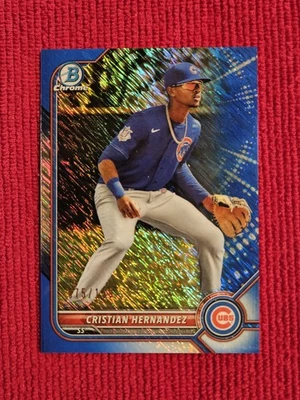 Cristian Hernandez 2022 Bowman Chrome Blue Shimmer Refractor #75/150 Cubs - Image 1 of 4