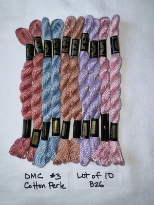 Lot of 10 DMC Cotton Perle #3 Pearl PASTELS Embroidery Floss 15m/16.4y/5g ea B26 - Image 1 of 3
