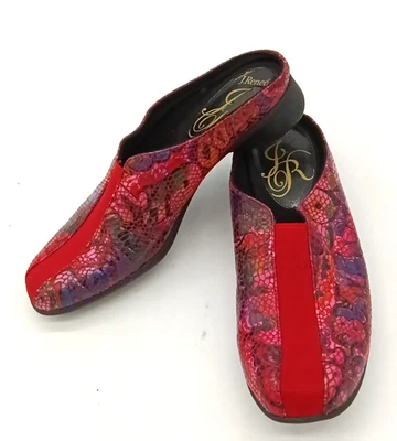 Mules sin cordones de cuero con patrón de piel de serpiente roja J. Renee 7,5 M Foto 1 de 4