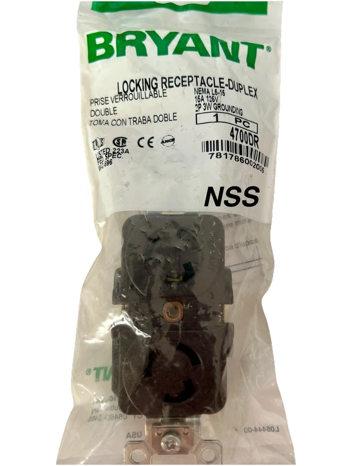 Receptáculo dúplex Bryant Electric 4700DR Nema L5-15R 15A 125V marrón Foto 1 de 1