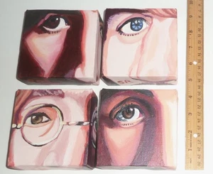 SANDDANS KUNST ORIGINAL GEMÄLDE von SANDRA ROGAN "EYE LOVE THE BEATLES, AGAIN" - Bild 1 von 3