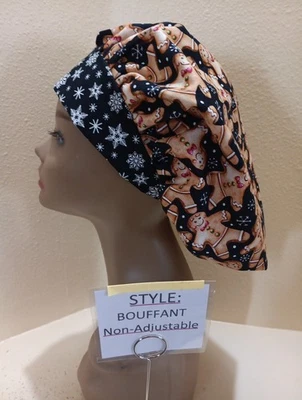 Gingerbread Men Christmas/Winter Women's Bouffant Surgical Scrub Hat/Cap - Image 1 of 4