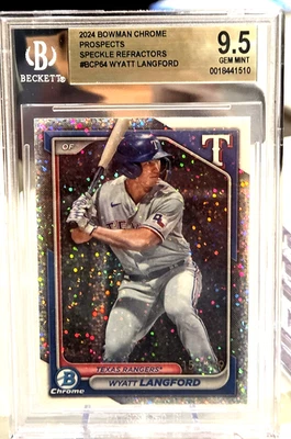 WYATT LANGFORD 2024 Bowman Chrome Prospects *SPECKLE* /299 Rookie RC BGS 9.5 GEM - Image 1 of 3