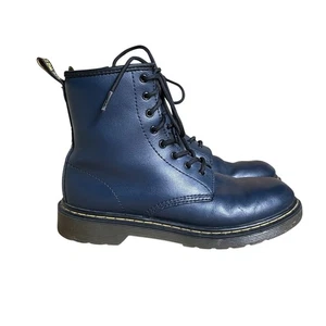 Dr. Martens Delaney Größe 6 marineblau seitlicher Reißverschluss Schnürstiefel 8-Loch Kampfstiefel - Bild 1 von 8