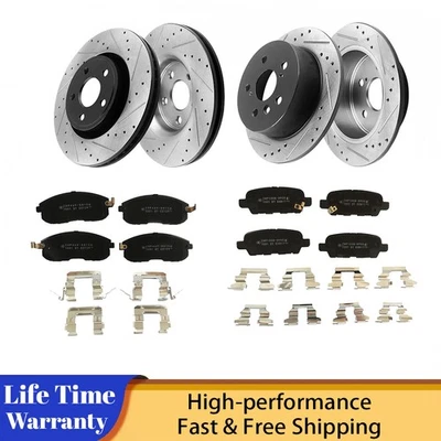Front Rear Drilled Brake Rotors Ceramic Brakes Pads for 2007-2013 Nissan Altima  - Image 1 of 4