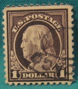 1,00 $ Benjamin Franklin - gebraucht Single - Scott #423 - Ausgabe 1912 - leichter Stempel - Bild 1 von 2