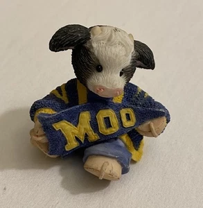 Mary’s Moo Moos-Mini Figurine Blue & Yellow School Colors #298026 Vintage-1997 - Picture 1 of 5