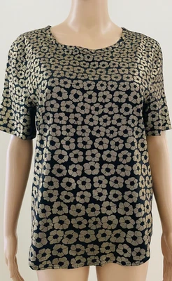 Equipo Mujer FAB! Camiseta 'Riley' Metálica Floral 100% Seda en Negro/Dorado Talla S/P Foto 1 de 4