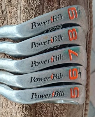 Golf Men's Lefty Irons Set POWER BILT TPS 5 Clubs Steel Shaft Left H See Picture - Image 1 of 4