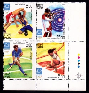 INDIA - 2004 OLYMPIC GAMES ATHENS - BLOCK OF 4 - MNH ERROR PERFORATION SHIFTED - Picture 1 of 4