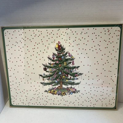 Spode Christmas Tree Polka Dot Cork Backed Placemats Set of 4 New - Image 1 of 4