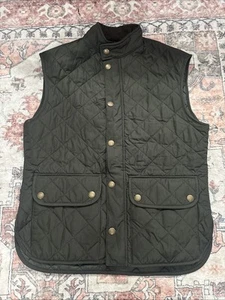 Barbour Lowerdale Gilet Men's Size Large Dark Green Vest Quilted Full Zip Snap - Picture 1 of 4