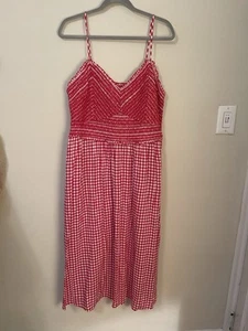 Old Navy Women Red And White Gingham Midi Dress Picnic Plaid Summer XL NWT - Picture 1 of 4