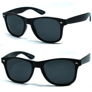 Retro Classic Square Frame Polorized Sunglasses - Black WF08 - Picture 1 of 2