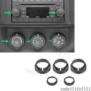 5x For Jeep Patriot 2009-2017 Console AC Switch Knob Ring ABS Carbon Fiber Trim - Picture 1 of 1