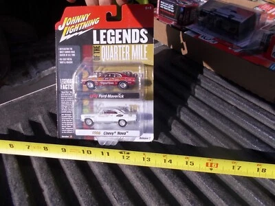 Johnny Lightning Quarter Mile Legends 1970 Ford Maverick 1966 Chevy Nova 2 pack - Image 1 of 4