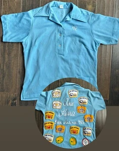 Vintage Hilton Bowling Shirt Sz 40 70s 80s Patches Texas - Picture 1 of 13
