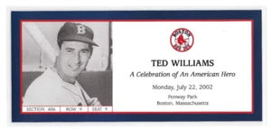 Ted Williams Juli 2002 Celebration of American Hero Gedenkkarte NR MT - Bild 1 von 2