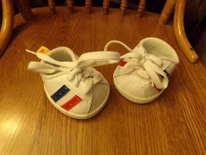 FOR doll or BEAR WHITE W/ RED/BLUE STRIPES shoes build a bear 00 - Picture 1 of 2