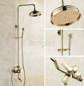 Wall Mounted Luxury Gold Color Brass Single Handle Rain Shower Faucet Set 8gf301 - Picture 1 of 7