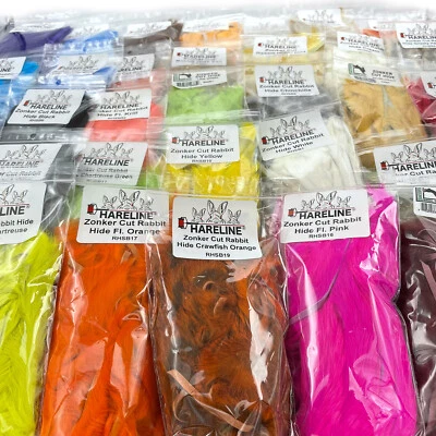 TIRAS DE COELHO - GRANEL 32 POR PACOTE - Hareline Fly Tying Material Zonker Cut Hide - Imagem 1 de 2