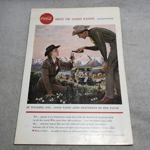 1958 Vintage Coca Cola Print Ad Wyoming Cowboy Ad - Picture 1 of 5