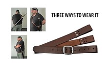 Sword Belt Baldric BROWN Leather Adjustable 3 Carry Options Reenactors LARP HEMA