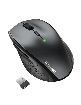 TECKNET Bluetooth Mouse, Full Size Tri-Mode Laptop Wireless Mouse Grey Ewm01004 - Image 1 of 4