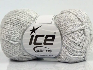 Elegant Metallic Cotton White Silver Yarn #67828 Ice Yarns Sport Wt 50gr 142yds - Picture 1 of 7