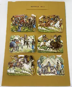 Buffalo Bill or The Wild West 6 German Litho Diecut Trade Cards - Picture 1 of 10
