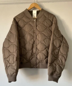 Marks & Spencer Ladies Quilted Bomber Jacket Mocha rrp £55 Shower Resistant 22 - Picture 1 of 8