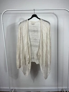 Ralph Lauren Denim & Supply Open Knit Lace Cardigan Boho Cream Cotton M - Picture 1 of 12