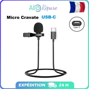 Microphone Cravate Clip-on 2 en 1 Portable Mini Mic Connecteur USB-C Type C - Afbeelding 1 van 3