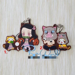 Anime Demon Slayer Kimetsu no Yaiba Rubber Keychain Key Ring straps cosplay - Picture 1 of 1