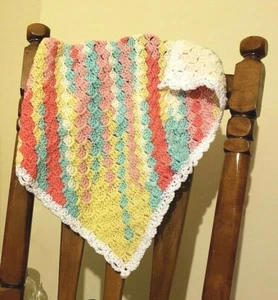 Hand Crochet Baby Blanket - Car Seat Blanket - NEW - Picture 1 of 3