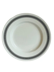 Pottery Barn Cafe Dinner Plate White w/ Black Stripes 10” French Bistro New NWT - Picture 1 of 7