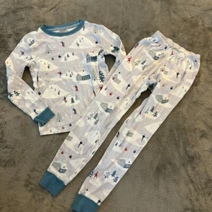 Garnet Hill Kids Holiday Winter Christmas Pajamas  Pajama Set Girl Boy 8 Ski - Picture 1 of 4