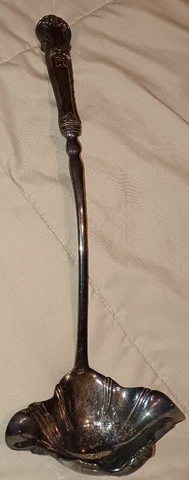Sheffield England Web Sterling Silver Handle Long PUNCH LADLE Silverplate Bowl Cover