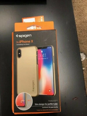 Spigen Apple iPhone XS or X Thin Fit Ultimate Protection Case Cover Gold - Image 1 of 2