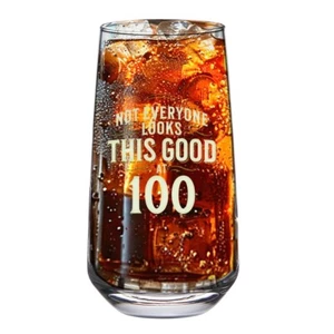 100th Birthday Gift Glass Mug Hiball Age 100 Years Funny Present Keepsake 480ml - Picture 1 of 9