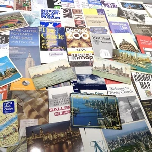 NEW YORK NY 65+ VINTAGE POSTCARD LOT w/ Brochures Pamphlets Ephemera Maps Ads - Picture 1 of 18