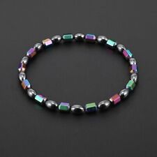 Natural Rainbow Hematite Stone Anklet for Balance Strength Mind Peace Hand Woven