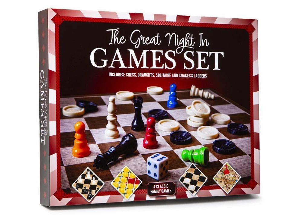Great Night In Set Chess Draughts Solitaire Snakes Ladders Family Board Games - Image 1 of 1