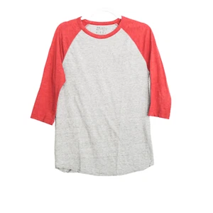 21 Men Mid Sleeve Baseball Style Cotton Grey Red Crew Neck Shirt Men Size S - Picture 1 of 3