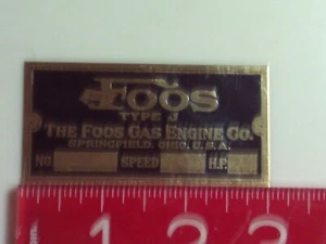 Foos Type J Engine name tag Reproduction Nameplate - Bild 1 von 1