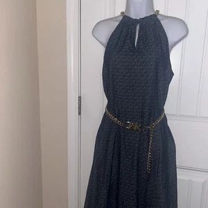 Michael Kors Kleid Blau Denim Kette Logo Monogramm M - Bild 1 von 7