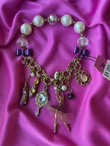 Betsey Johnson Vintage Tzarina Ballett Ballerina Spiegel Tutu Perle Armband RAR - Bild 1 von 5