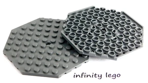 2 LEGO Dark Bluish Grey Plate Base 10x10 Octagonal with Hole (89523) - 2 Pieces - Picture 1 of 2