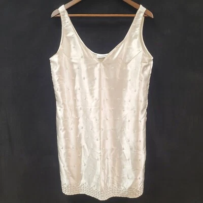 Vestido sin mangas vintage de satén para mujer Valerie Stevens talla M bordado silencioso de lujo Foto 1 de 4